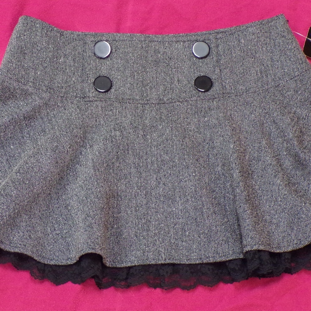Joe Benbasset Button-Front Tweed Miniskirt